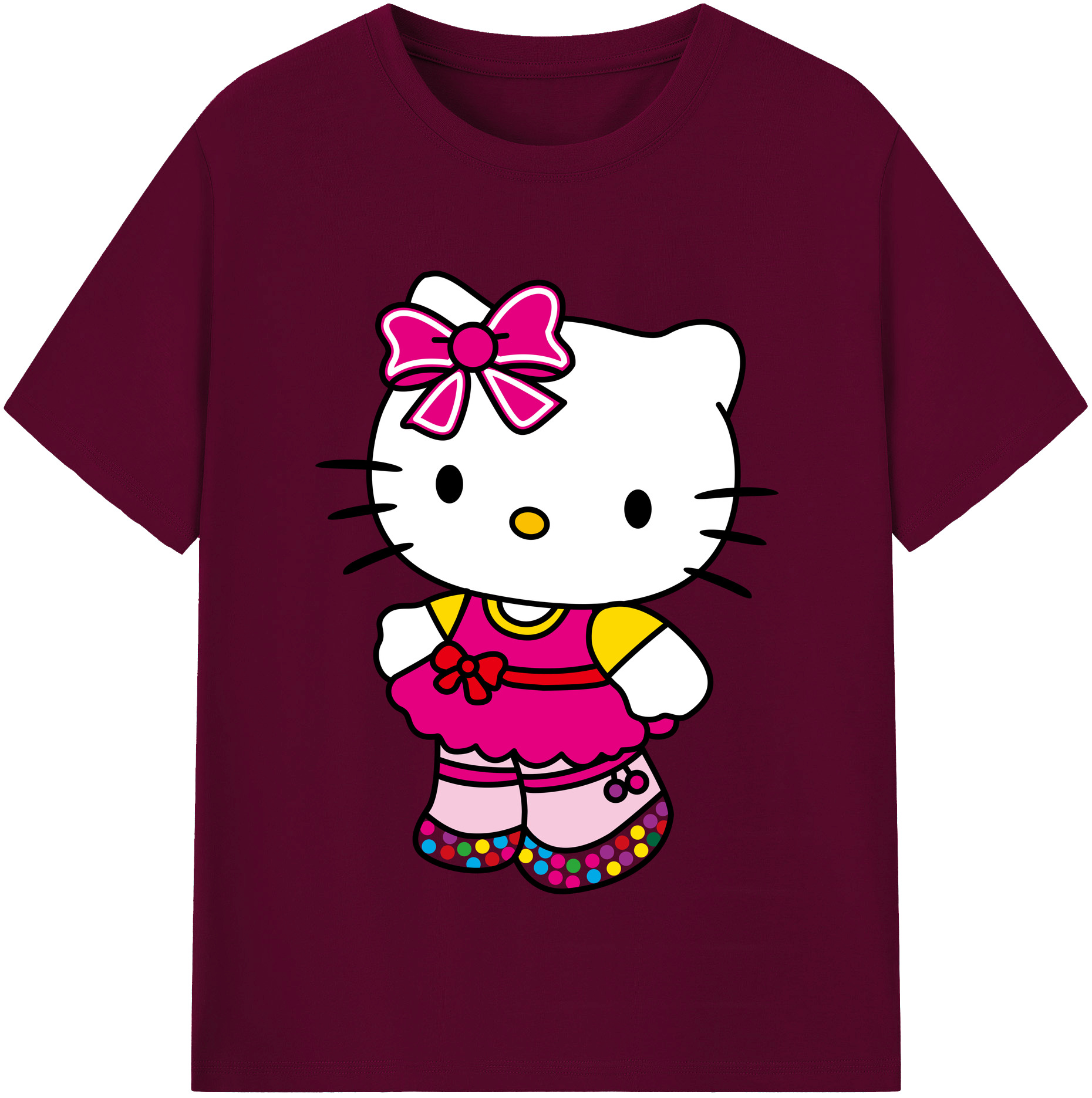 （画像用） Hello Kitty ハローキティ レディースカジュアルプリントTシャツ（綿100％）